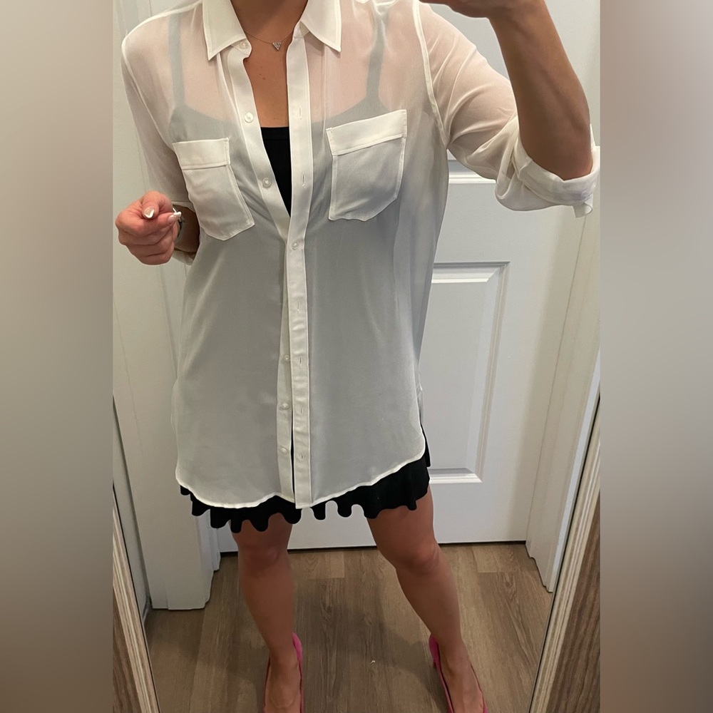 White Sheer Oversized Shirt